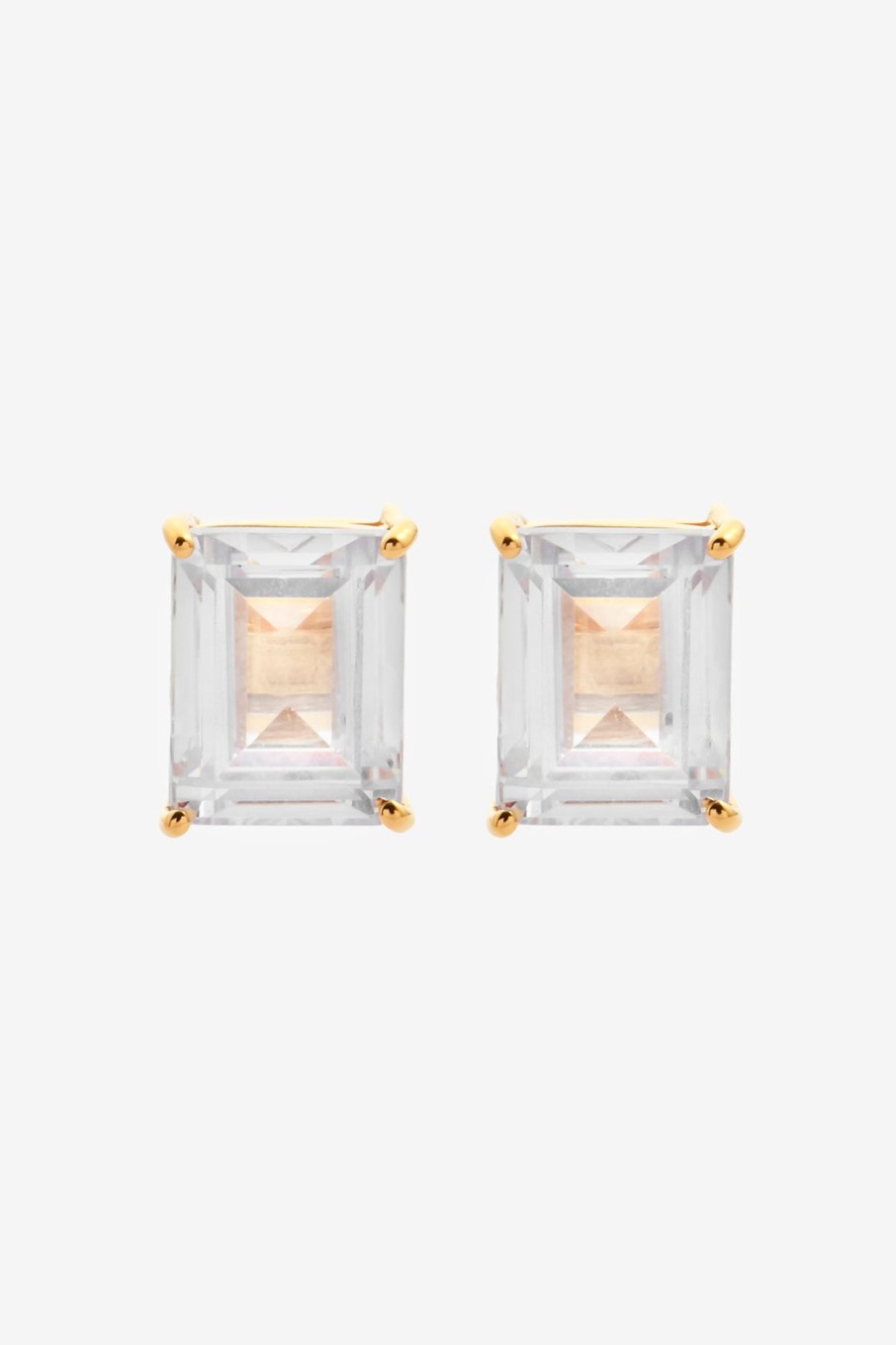 Earrings | JWL-EAR Earrings Clear Baguette Stud Earrings - Gold