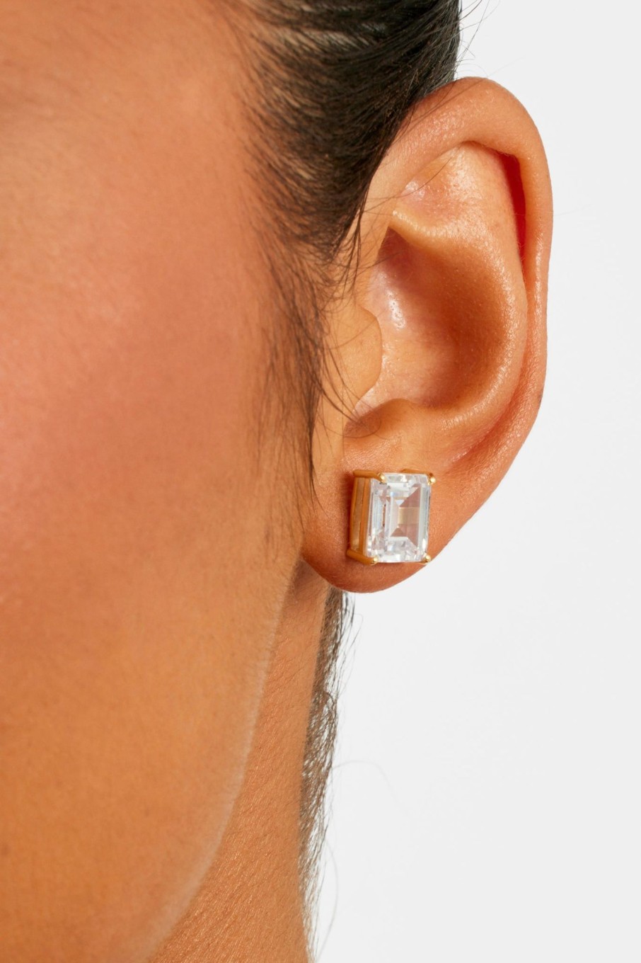 Earrings | JWL-EAR Earrings Clear Baguette Stud Earrings - Gold