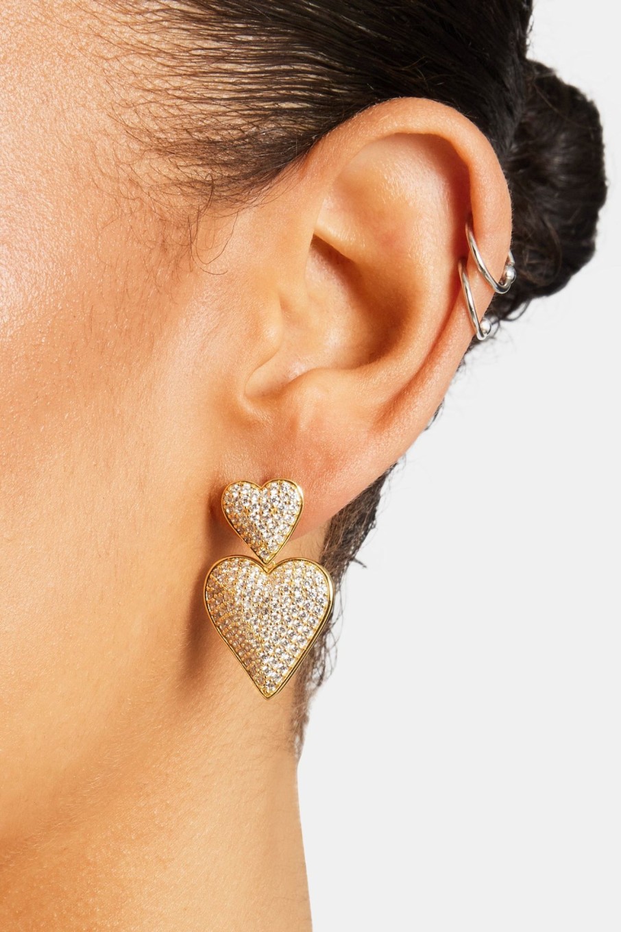 Earrings | JWL-EAR Earrings Iced Oversized Heart Drop Earrings