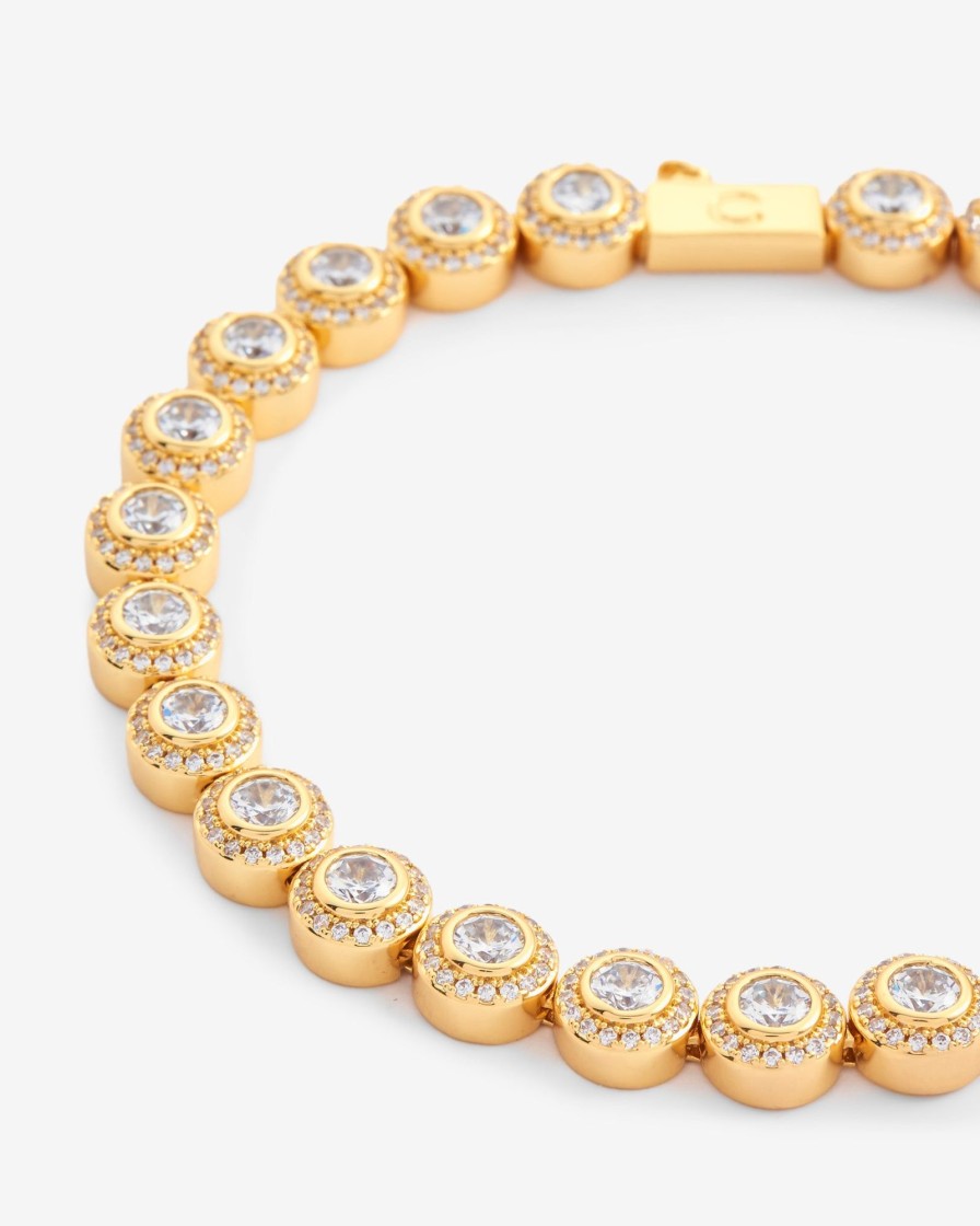 Bracelets & Bangles | JWL-BRA Bracelets & Bangles 8Mm Round Clustered Tennis Bracelet - Gold