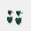 Earrings | JWL-EAR Earrings Green Malachite Heart Earrings - White