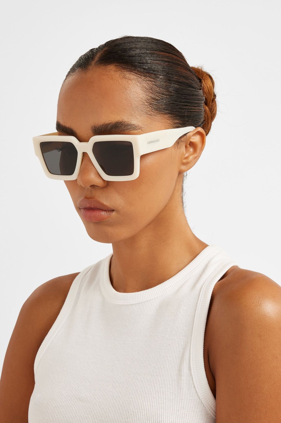 Accessories | CLO-ACC Accessories Oversized Thick Frame Acetate Sunglasses - Ecru