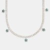 Iced Jewellery | JWL-CHN Iced Jewellery 5Mm Iced Blue Cz Flower Drop Tennis Necklace