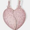 Pendants | JWL-PEND Pendants Iced Connecting Heart Pendant - Pink