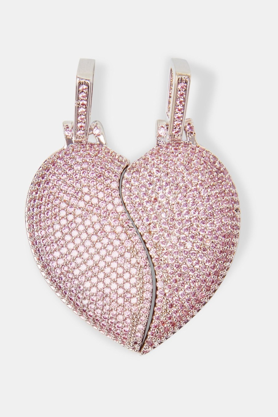 Pendants | JWL-PEND Pendants Iced Connecting Heart Pendant - Pink