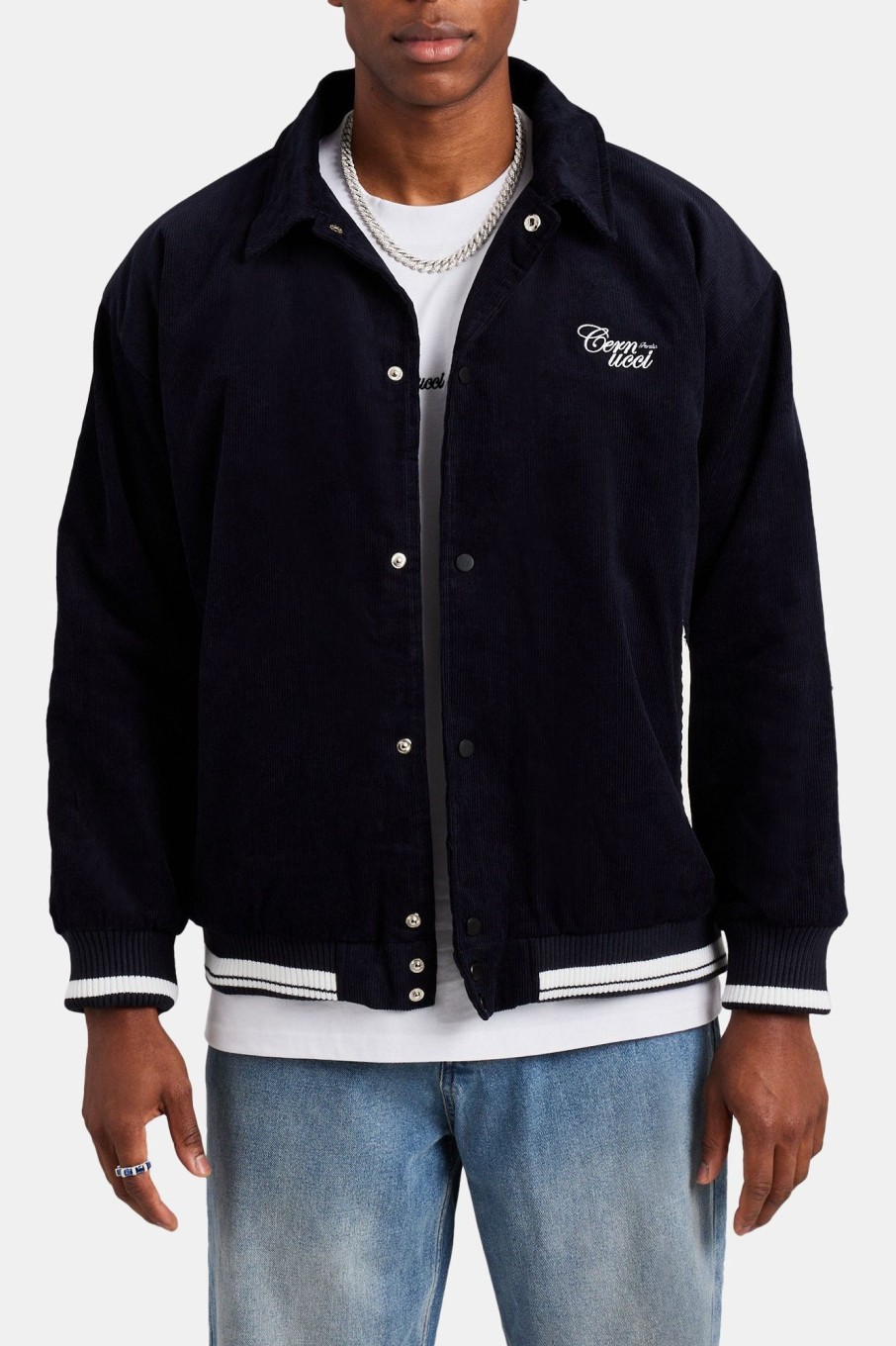 Outerwear | cernucci Outerwear Corduroy Harrington With Sports Rib - Navy