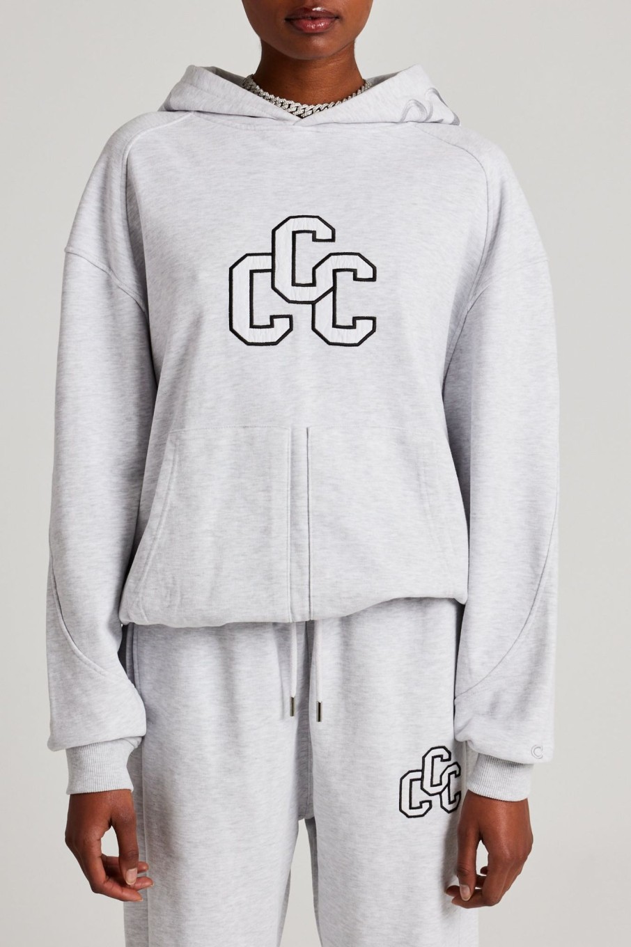 Hoodies & Sweatshirts | CLO-TOP-HS-HOOD Hoodies & Sweatshirts Ccc Applique Varsity Hoodie - Grey Marl