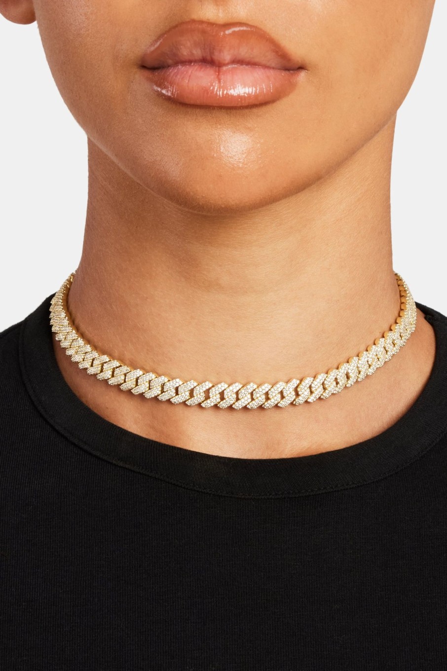 Iced Jewellery | JWL-CHN Iced Jewellery 8Mm Gold Plated Prong Cuban Choker