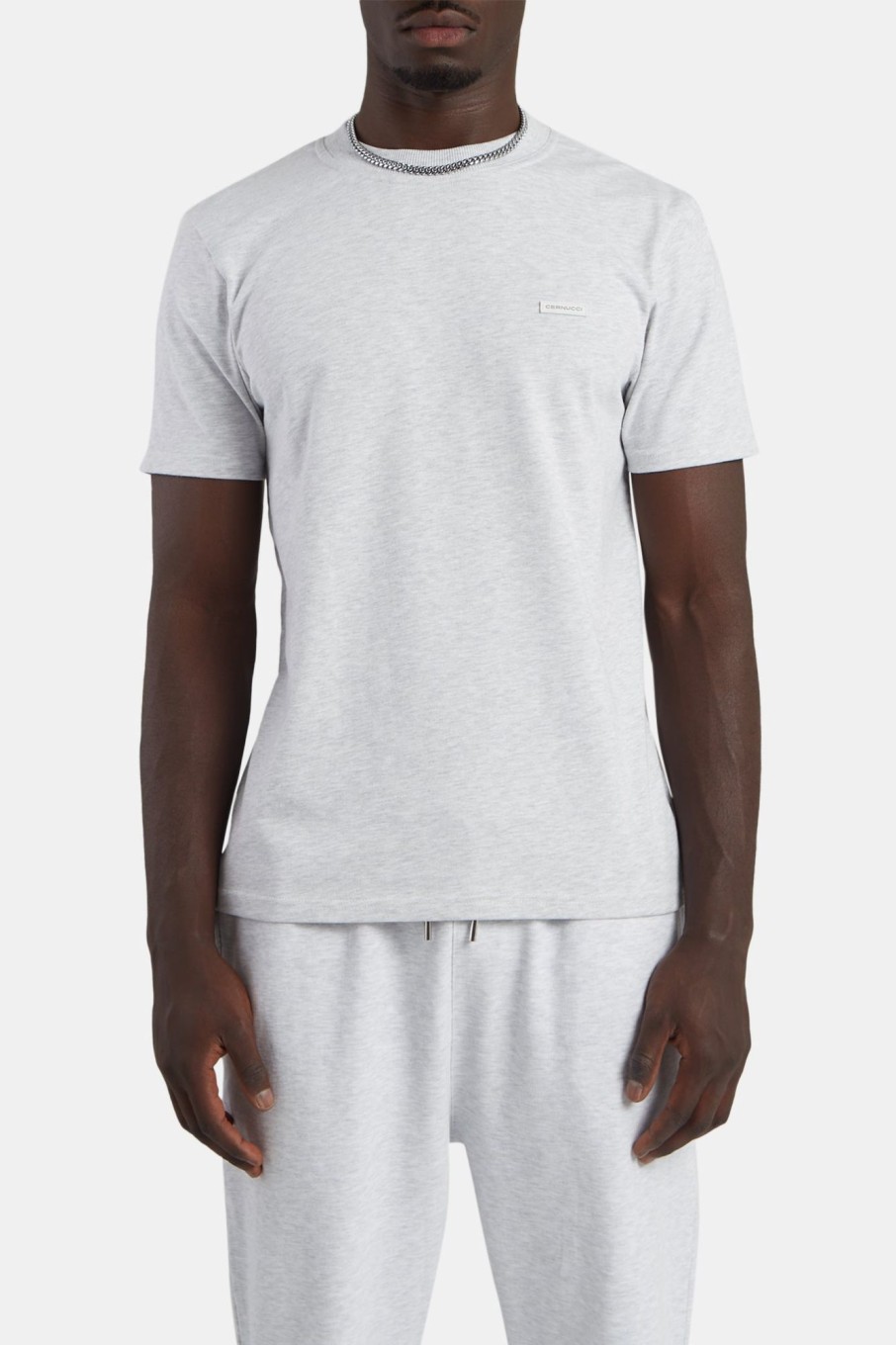 T-Shirts & Vests | cernucci T-Shirts & Vests Slim Fit T-Shirt - Light Grey Marl