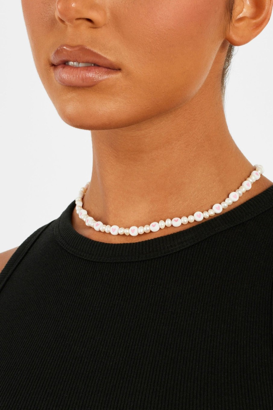 Pearls | JWL-CHN-PRL Pearls 5Mm Freshwater Pearl U0026 Heart Bead Necklace