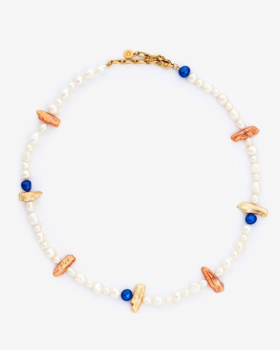 Pearls | JWL-CHN-PRL Pearls Multicoloured Mixed Pearl And Shard Necklace - Gold