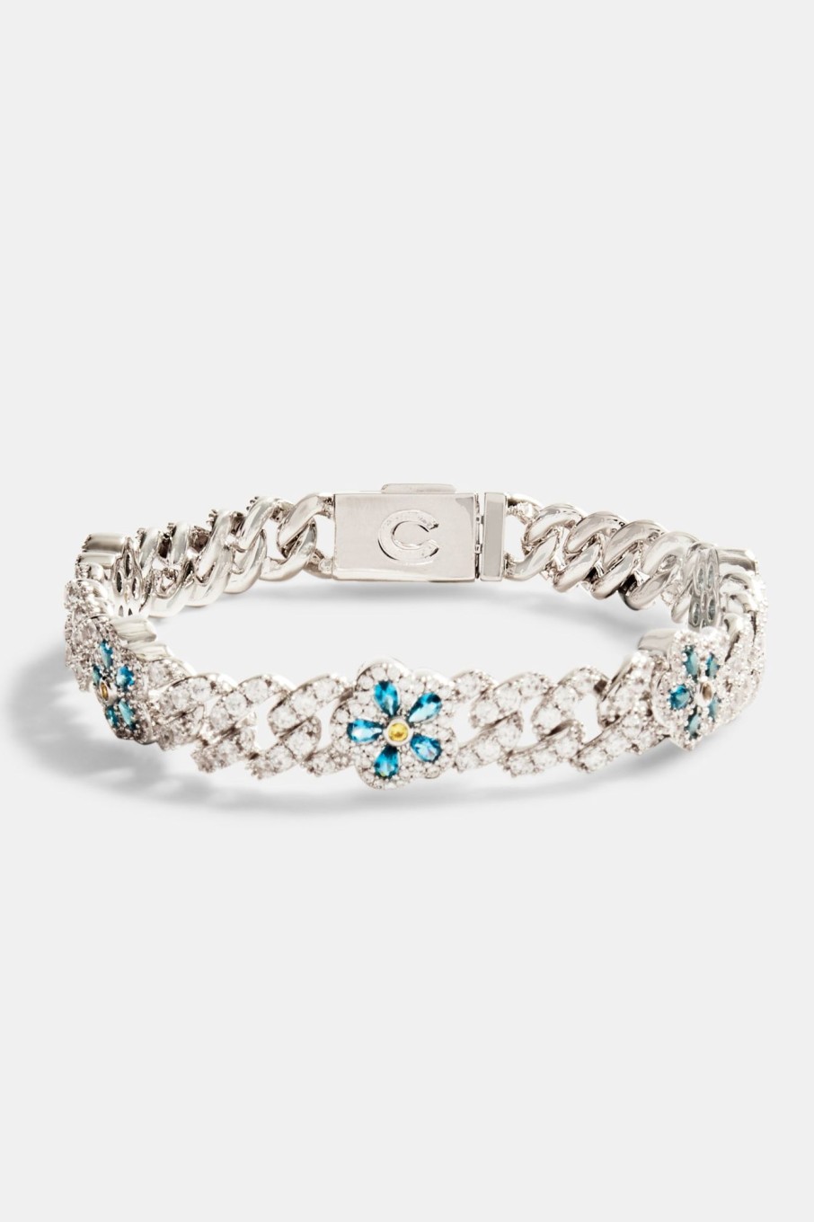 Iced Jewellery | cernucci Iced Jewellery 8Mm Iced Blue Cz Floral Prong Bracelet