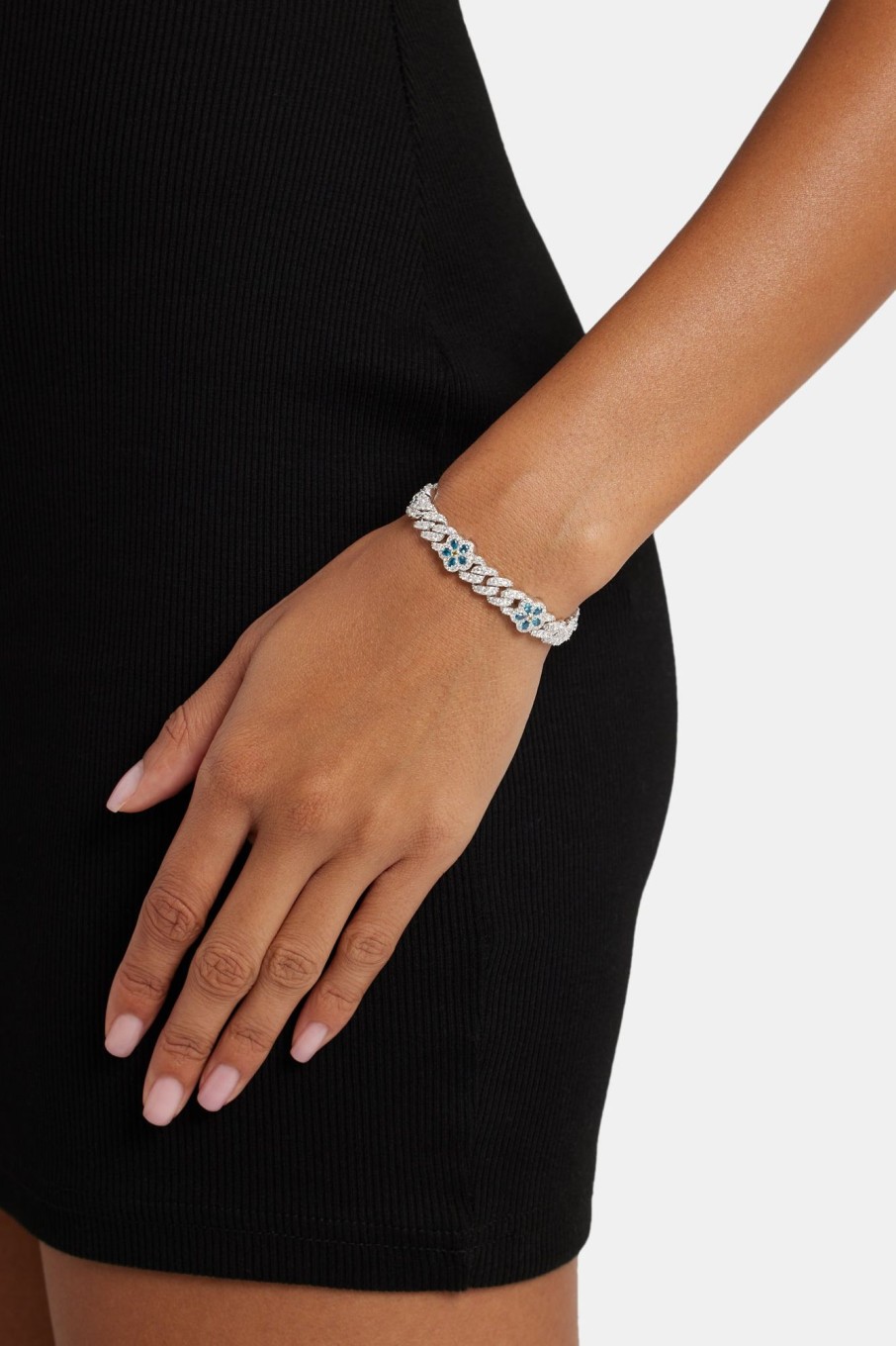 Iced Jewellery | cernucci Iced Jewellery 8Mm Iced Blue Cz Floral Prong Bracelet