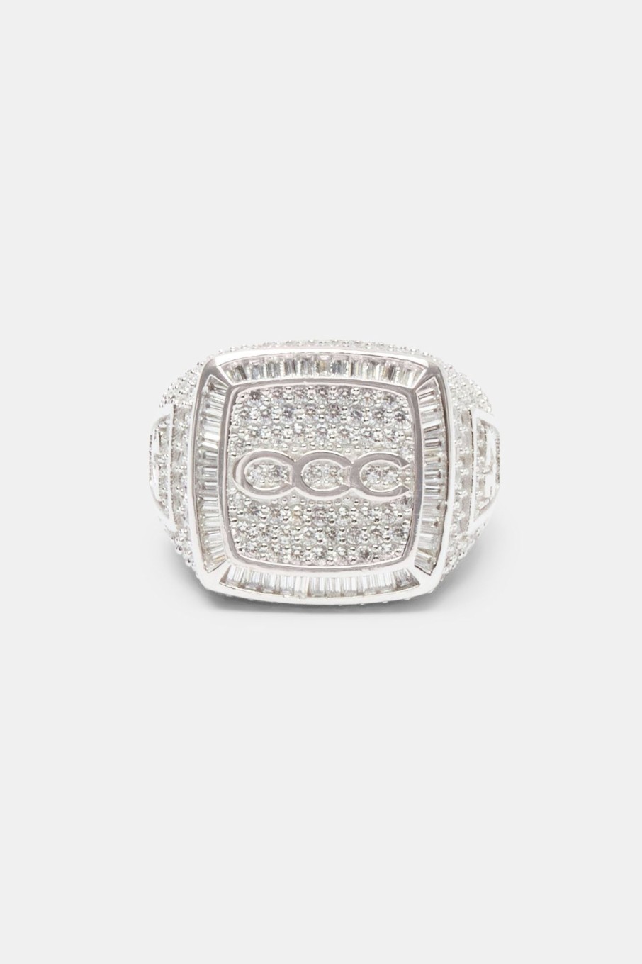 925 Sterling Silver | cernucci 925 Sterling Silver Iced Ccc Championship Signet Ring - White 20Mm