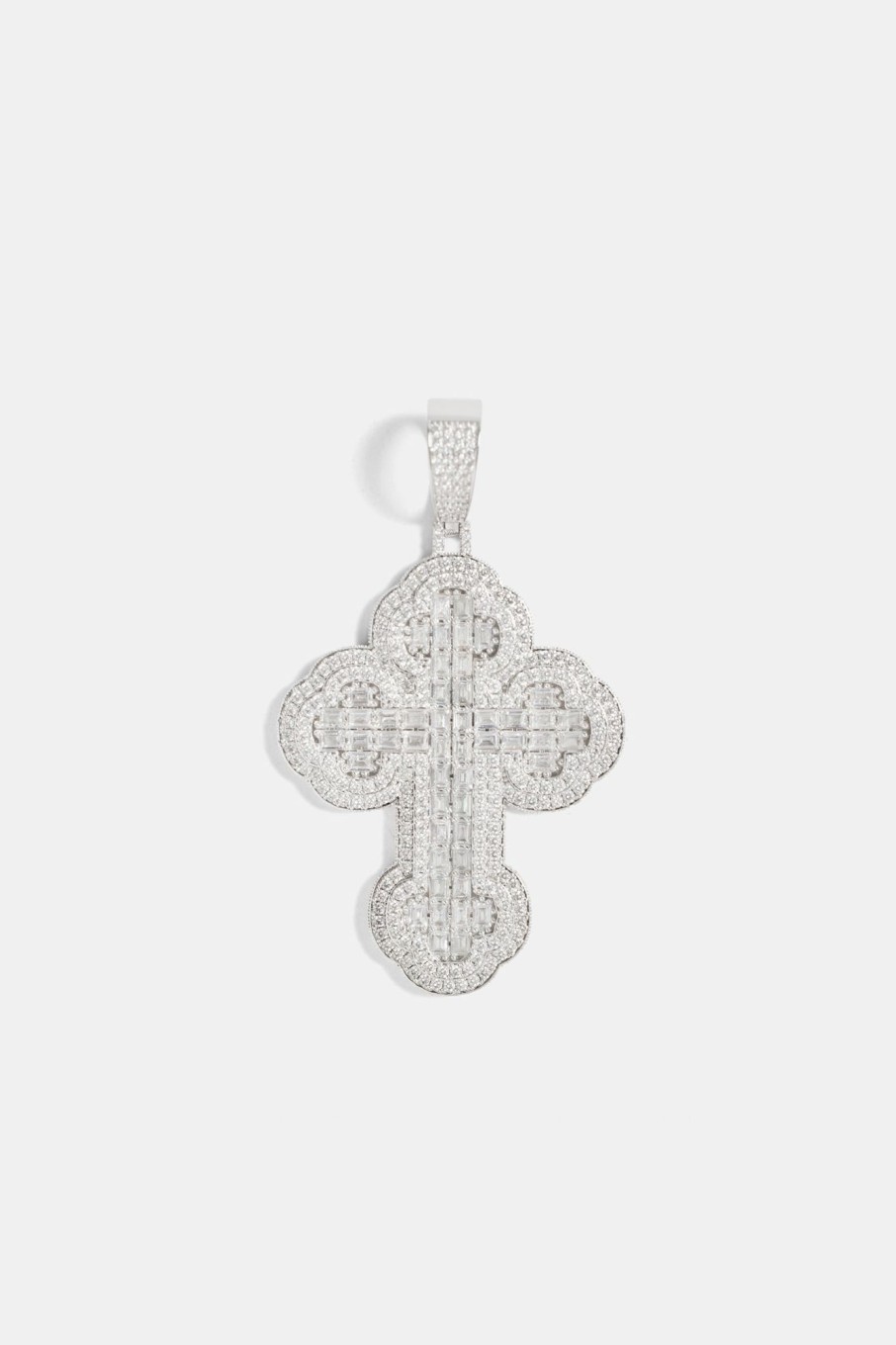 Cross Jewellery | cernucci Cross Jewellery Large 70Mm Iced Cz Rounded Cross Pendant