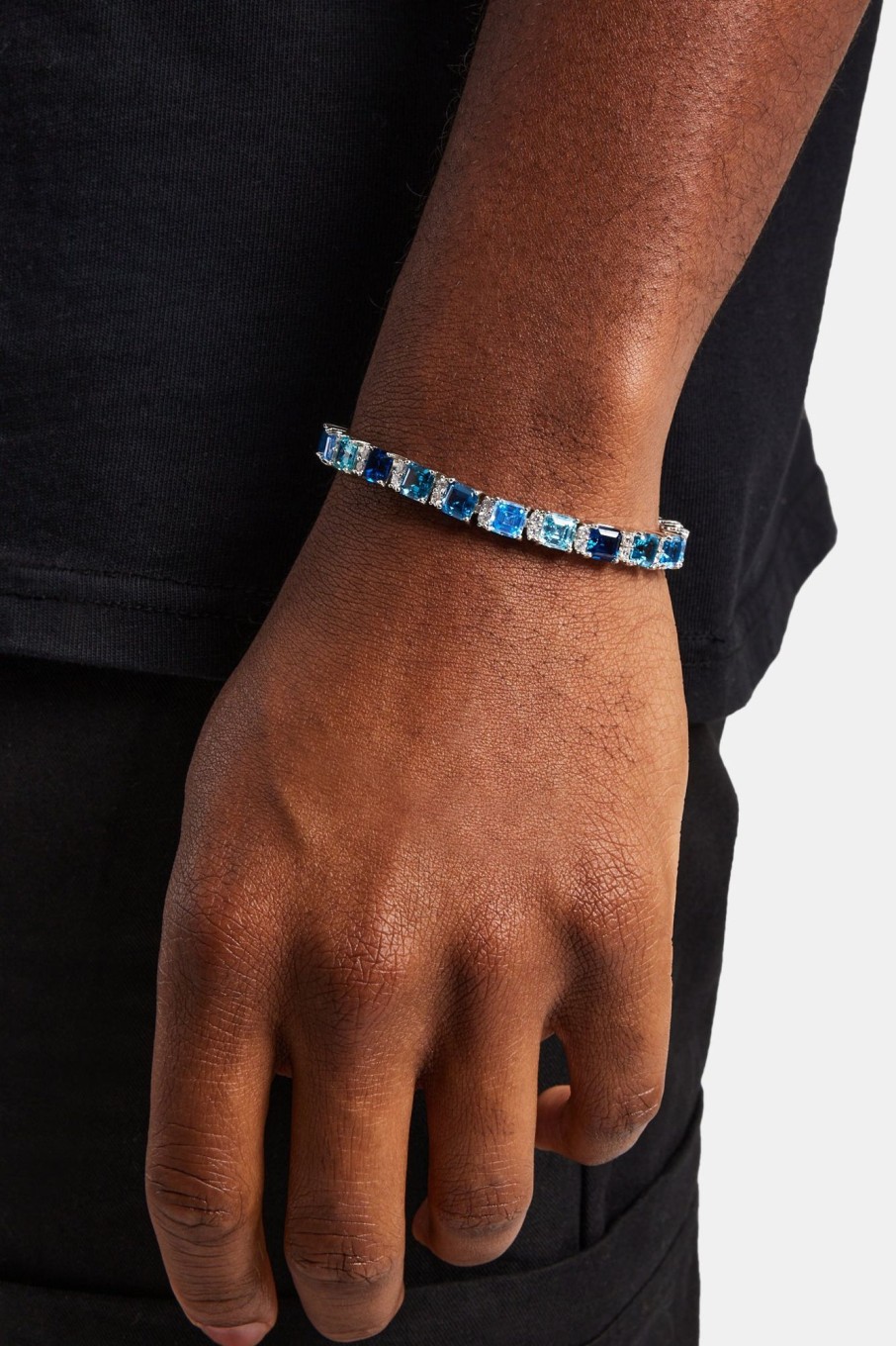 Bracelets & Bangles | cernucci Bracelets & Bangles Iced Square Tennis Bracelet - Blue