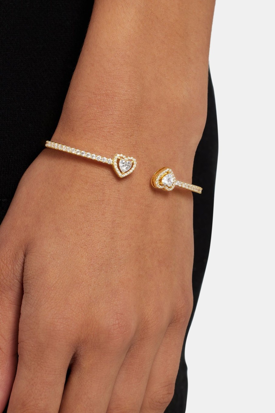 Iced Jewellery | JWL-BRA Iced Jewellery Gold Plated Iced Cz Heart Bangle