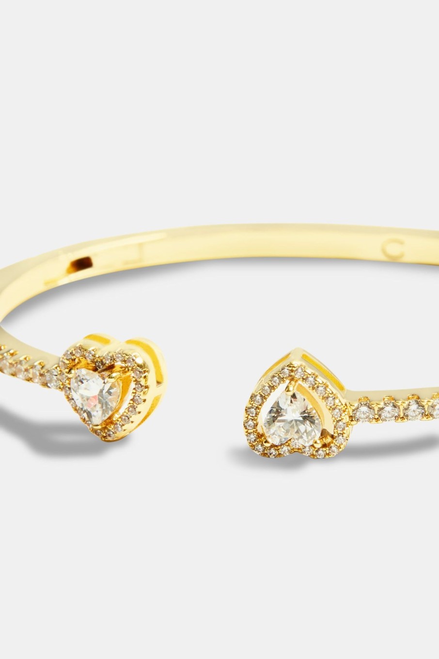 Iced Jewellery | JWL-BRA Iced Jewellery Gold Plated Iced Cz Heart Bangle