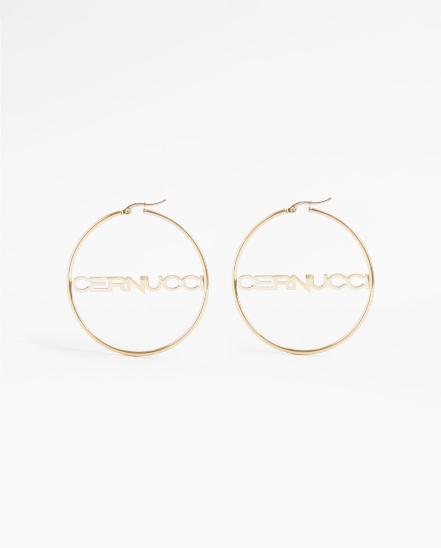 Earrings | JWL-EAR Earrings Cernucci Branded Small Hoop Earrings - Gold