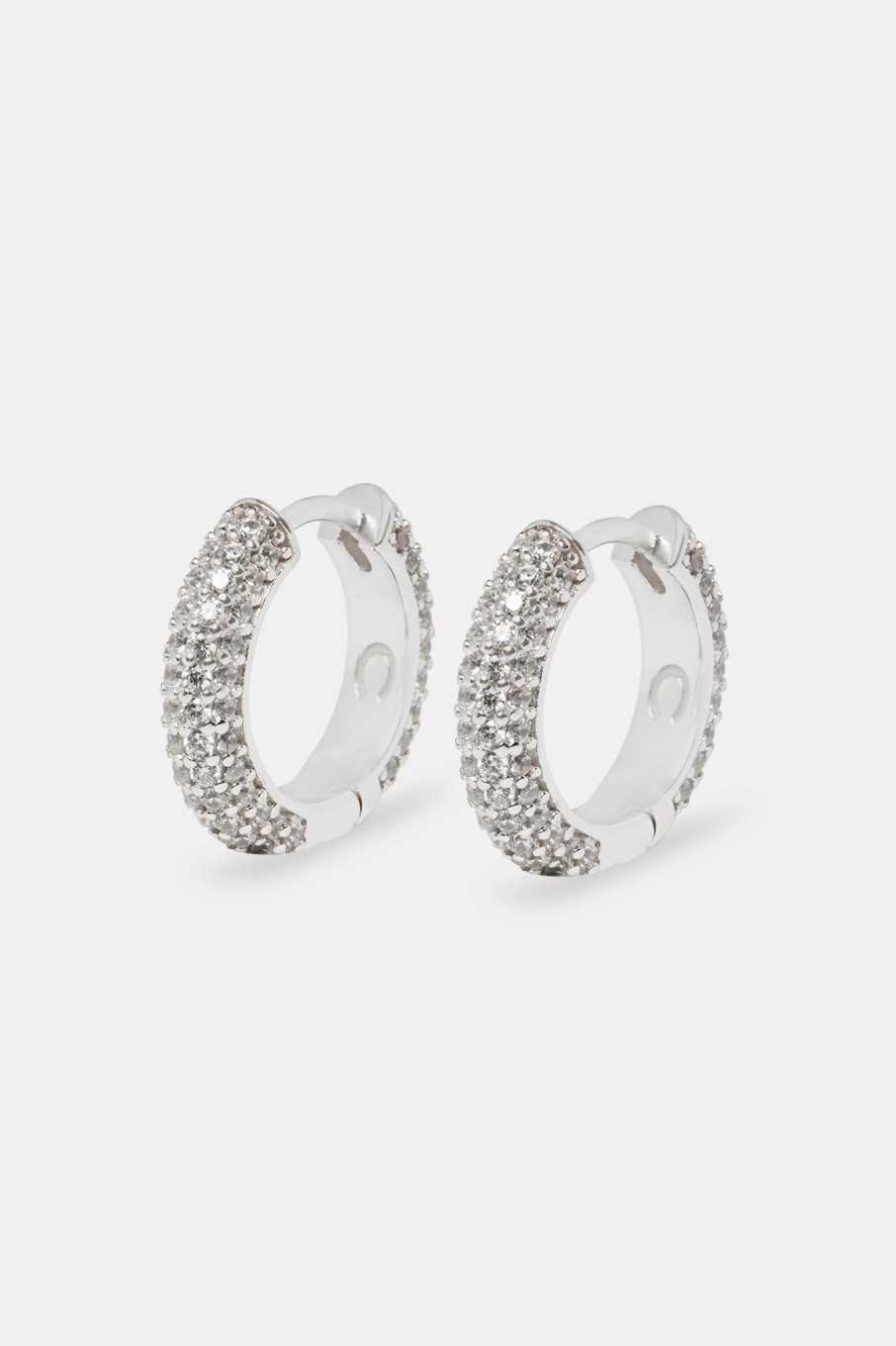 Iced Jewellery | JWL-EAR Iced Jewellery Womens Iced Hoop Earrings - Silver