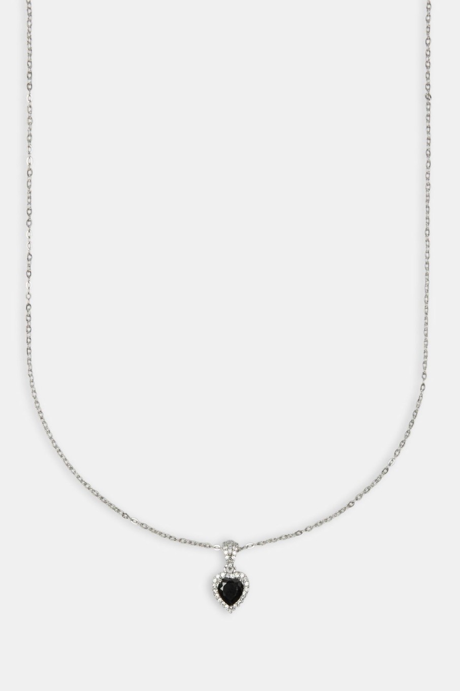 Necklaces | JWL-NECK Necklaces Black Heart Bezel Necklace - White