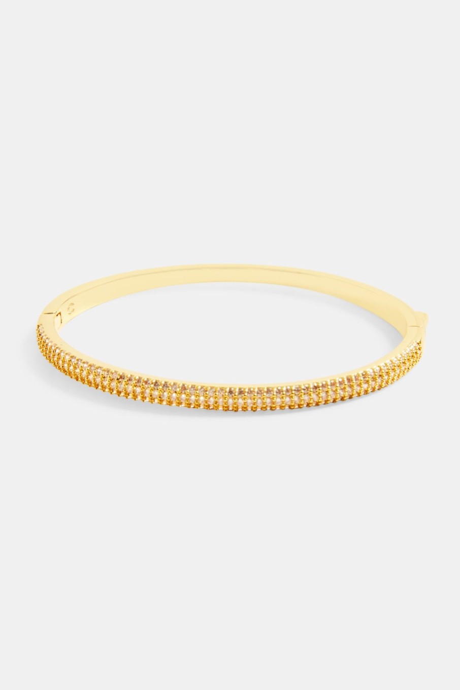 Bracelets & Bangles | JWL-BRA Bracelets & Bangles 4Mm Gold Plated Iced Cz Pave Band Bangle