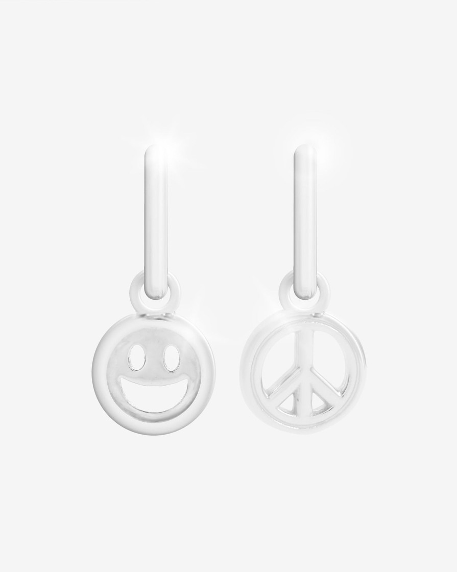 Earrings | JWL-EAR Earrings 2 Pack Happy U0026 Peace Huggie Hoop Earrings