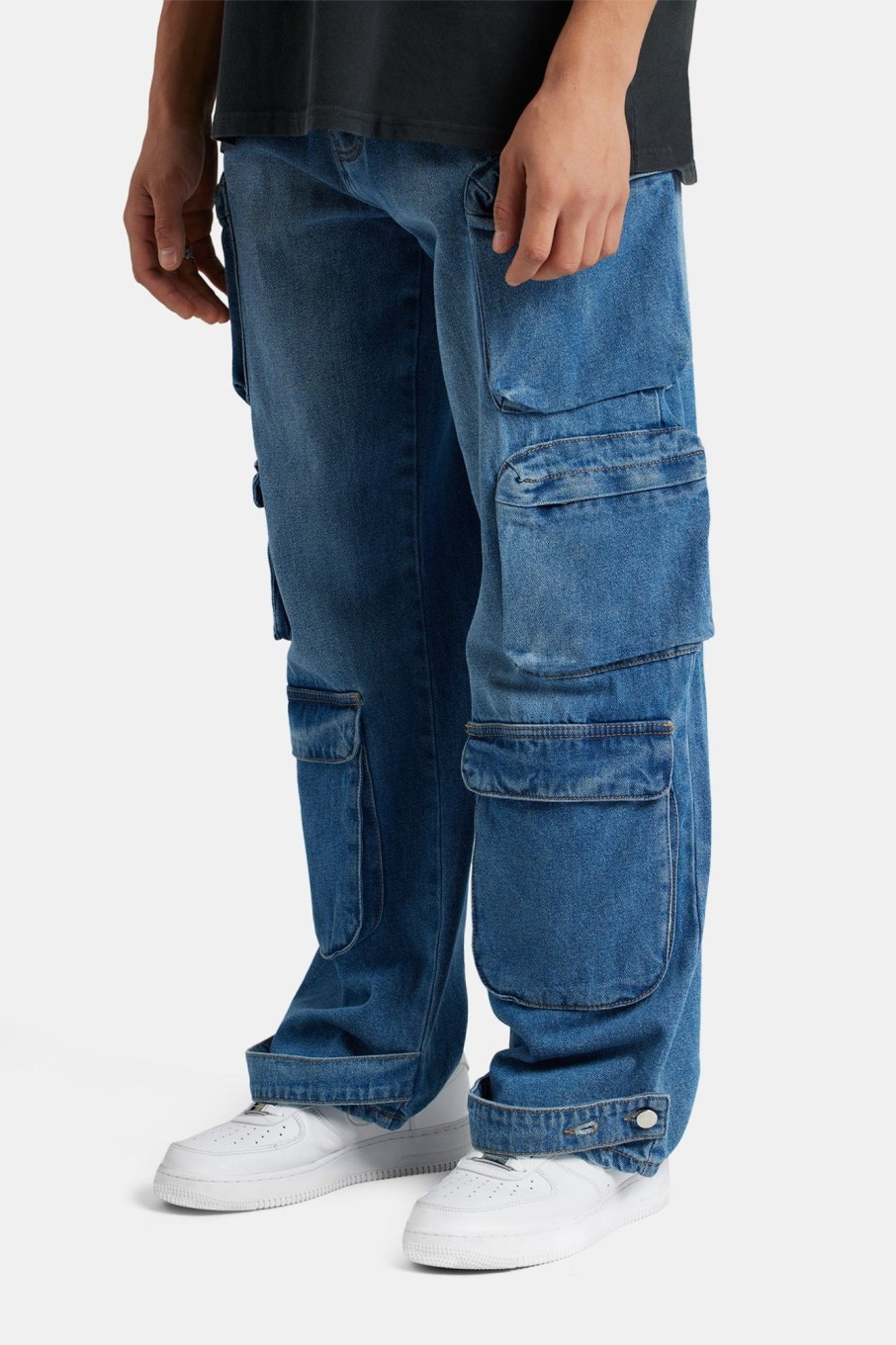 Jeans | CLO-BOT-DEN Jeans Baggy Utility Cargo Jeans - Mid Blue