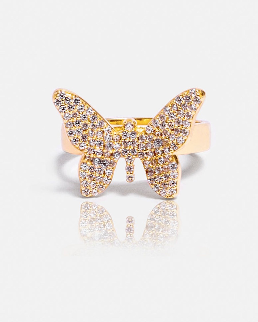 Rings | cernucci Rings Iced Butterfly Ring - Gold