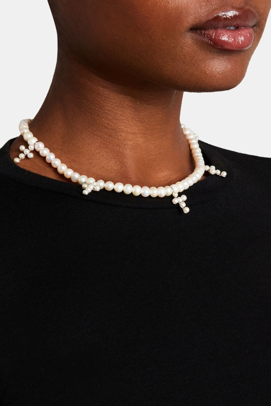 Pearls | JWL-CHN-PRL Pearls 925 6Mm Freshwater Pearl Cross Necklace