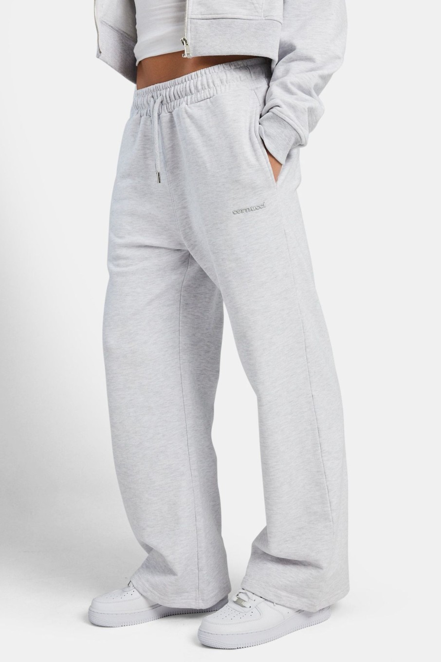 Trousers & Joggers | CLO-BOT-TRO Trousers & Joggers Ladies Wide Leg Jogger - Grey Marl