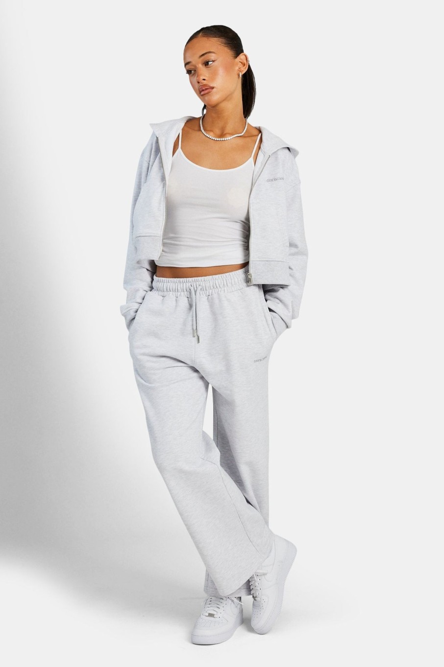 Trousers & Joggers | CLO-BOT-TRO Trousers & Joggers Ladies Wide Leg Jogger - Grey Marl