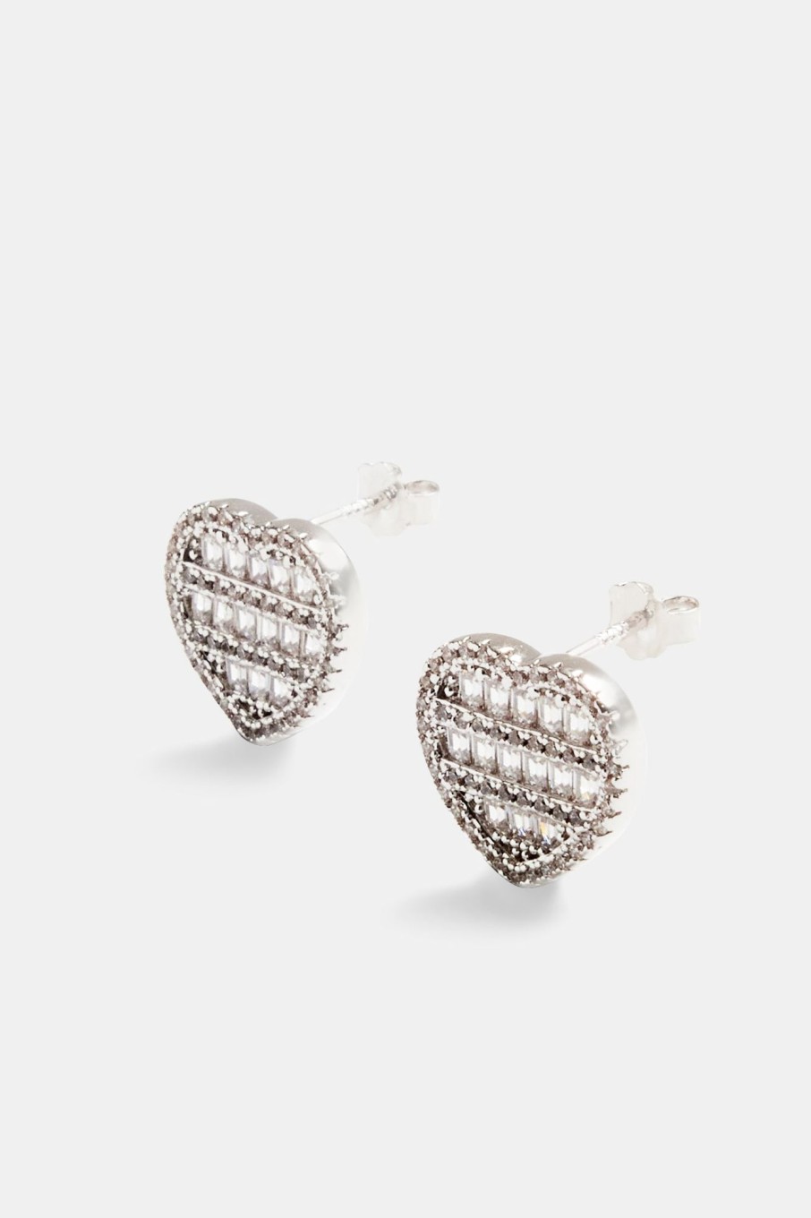 Earrings | JWL-EAR Earrings 12Mm Iced Cz Baguette Heart Shape Stud Earrings