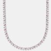 Iced Jewellery | JWL-CHN Iced Jewellery Pink U0026 Clear Heart Tennis Chain - White