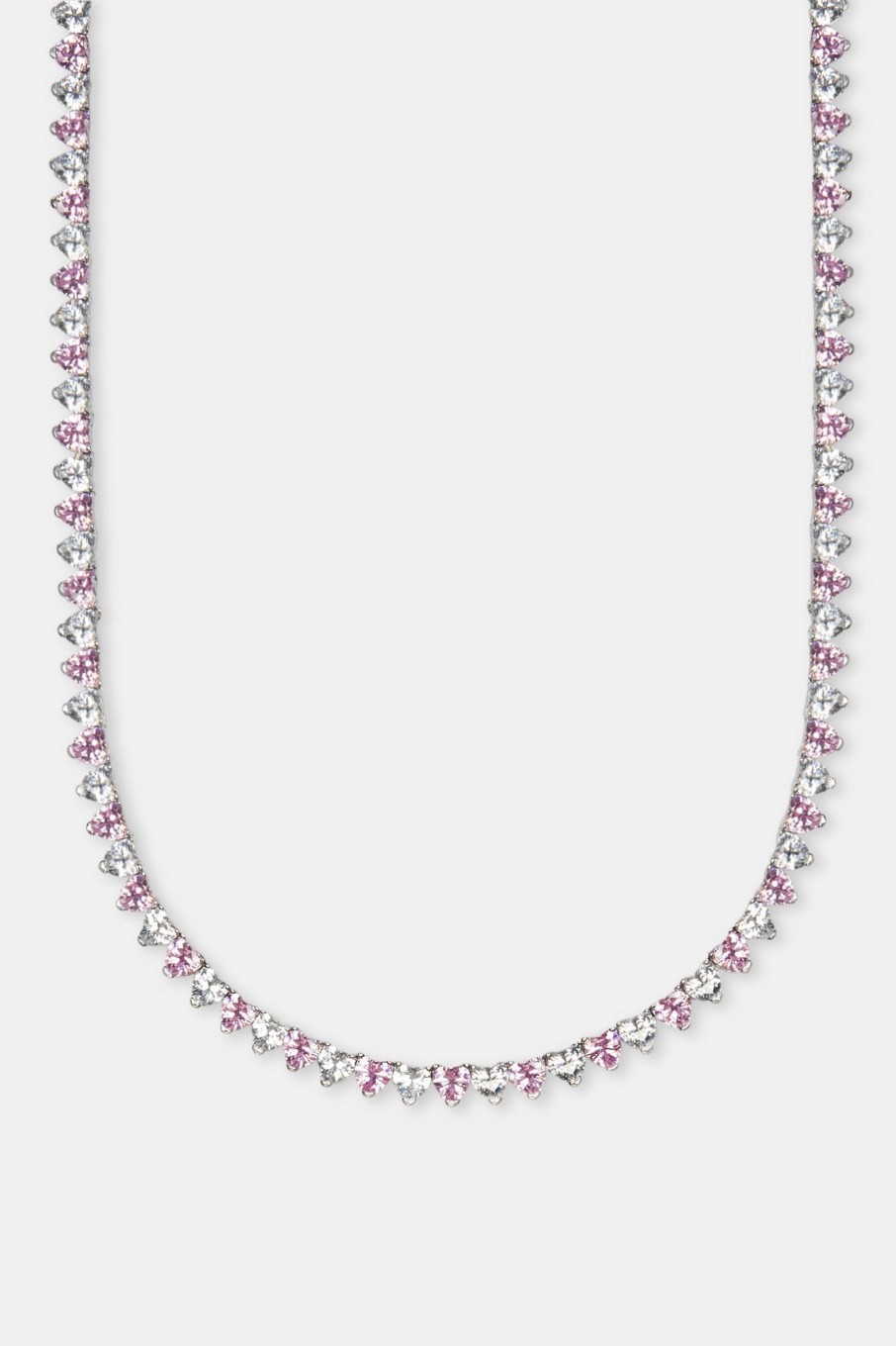 Iced Jewellery | JWL-CHN Iced Jewellery Pink U0026 Clear Heart Tennis Chain - White