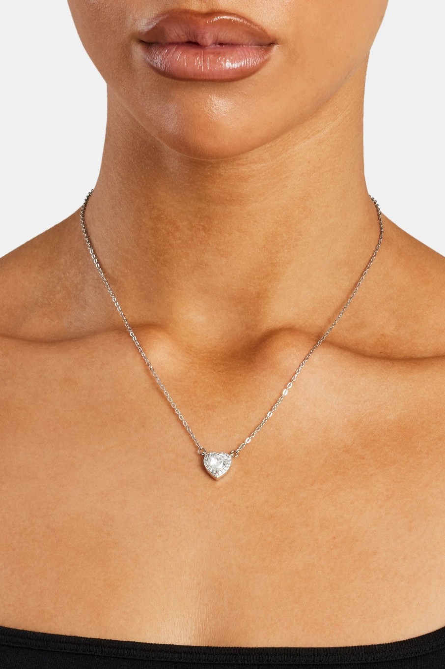 Necklaces | JWL-NECK Necklaces Clear Heart Bezel Necklace - White