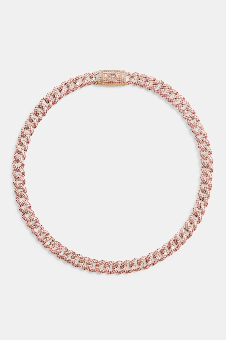 Chokers | JWL-CHN Chokers 8Mm Pink Iced Out Cuban Chain Choker