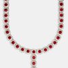 Iced Jewellery | JWL-NECK Iced Jewellery Iced Deep Red Cz Cluster Drop Necklace