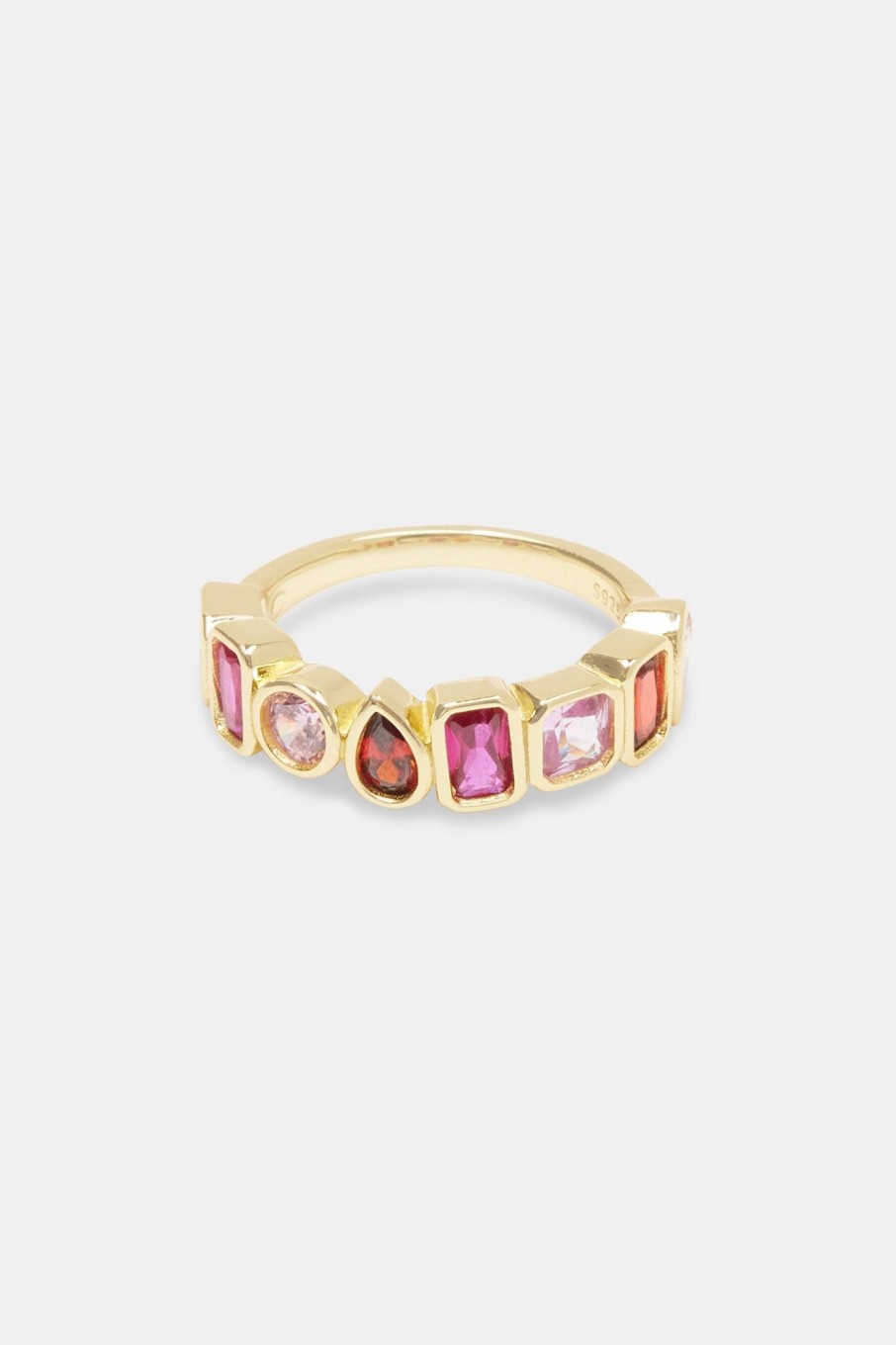 Rings | cernucci Rings Pink Multi Gem Band Ring - Gold