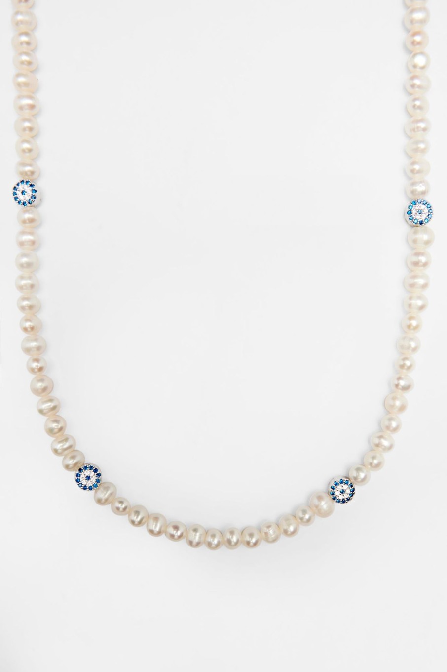 Pearls | JWL-NECK-PRL Pearls Freshwater Pearl And Iced Evil Eye Necklace