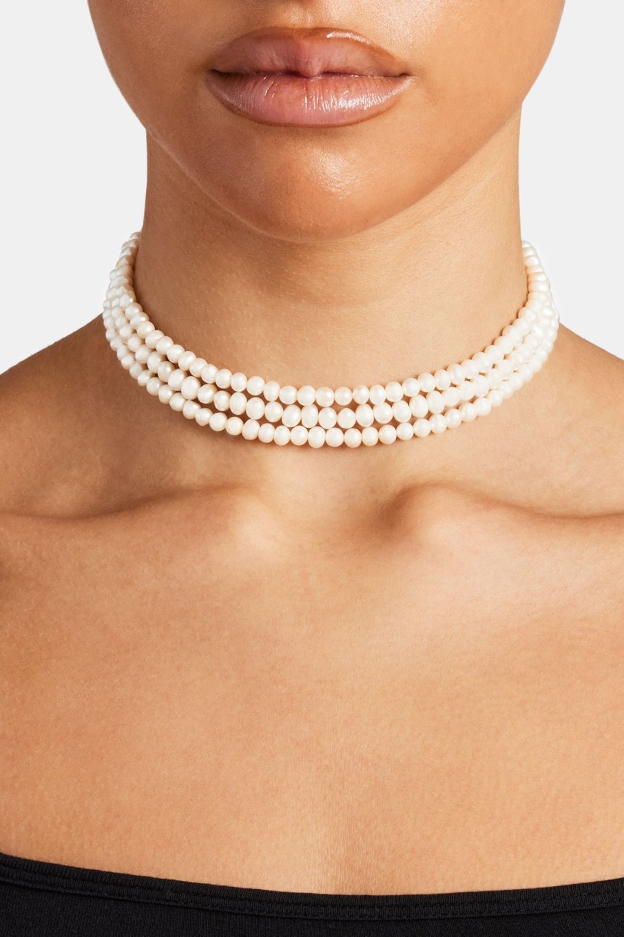 Pearls | JWL-CHN-PRL Pearls Freshwater Small Pearl Triple Layer Choker