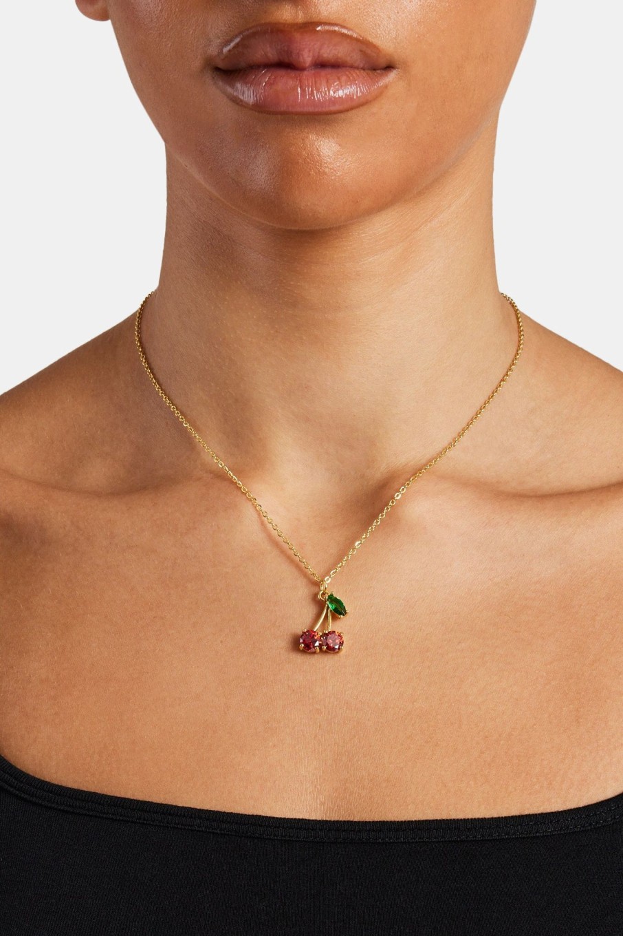 Necklaces | JWL-NECK Necklaces Iced Cz Cherry Necklace - Gold