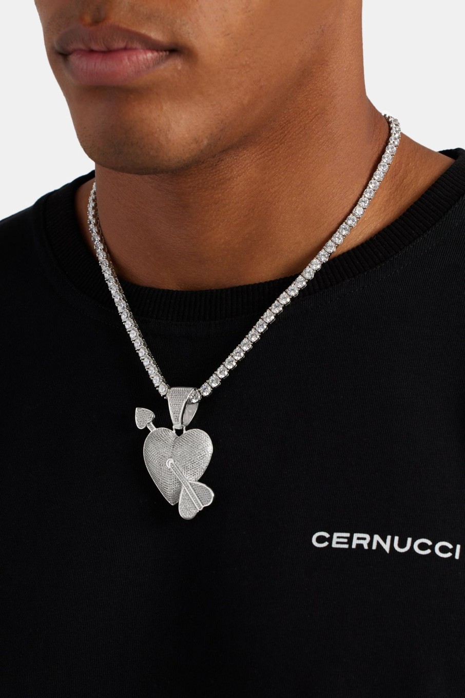 Pendants | cernucci Pendants 50Mm Iced Cz Cupid Heart Pendant