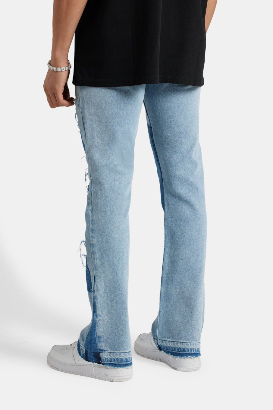 Jeans | CLO-BOT-DEN Jeans Carpenter Panelled Flare Fit Jeans - Mid Blue