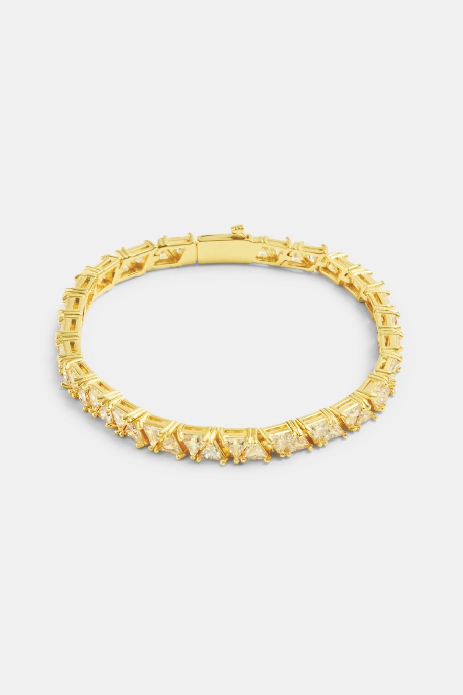 Bracelets & Bangles | JWL-BRA Bracelets & Bangles 5Mm Gold Plated Iced Cz Triangle Cut Tennis Bracelet