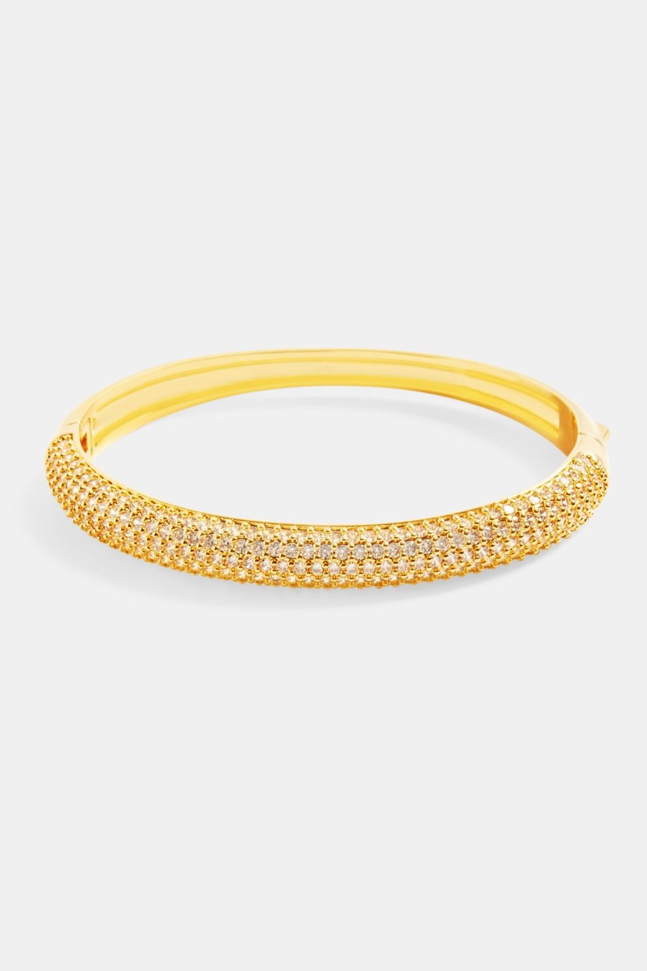 Bracelets & Bangles | JWL-BRA Bracelets & Bangles 7Mm Gold Plated Iced Cz Pave Bangle