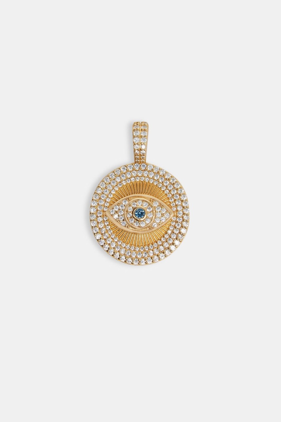 925 Sterling Silver | cernucci 925 Sterling Silver 925 Sterling Silver Iced Eye Pendant - Gold