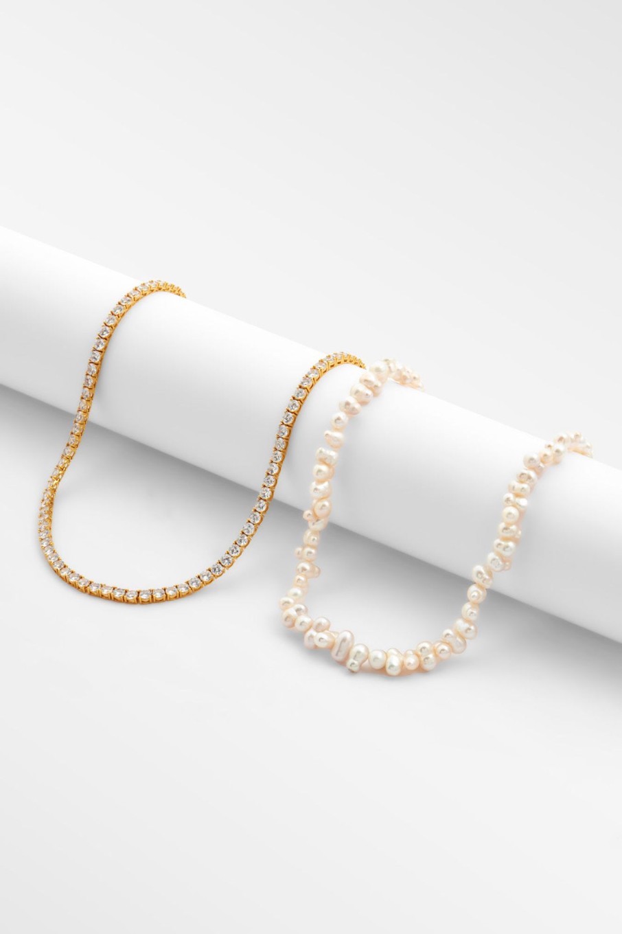 Pearls | JWL-BUND Pearls Double Cluster Pearl Necklace U0026 5Mm Tennis Chain - Gold