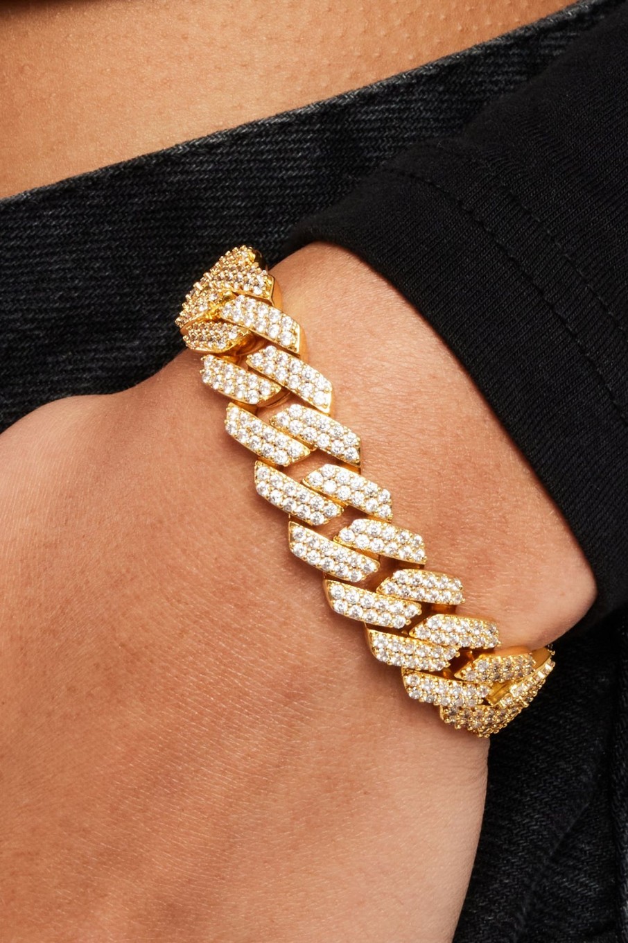 Bracelets & Bangles | JWL-BRA Bracelets & Bangles Womens 14Mm Iced Prong Link Bracelet