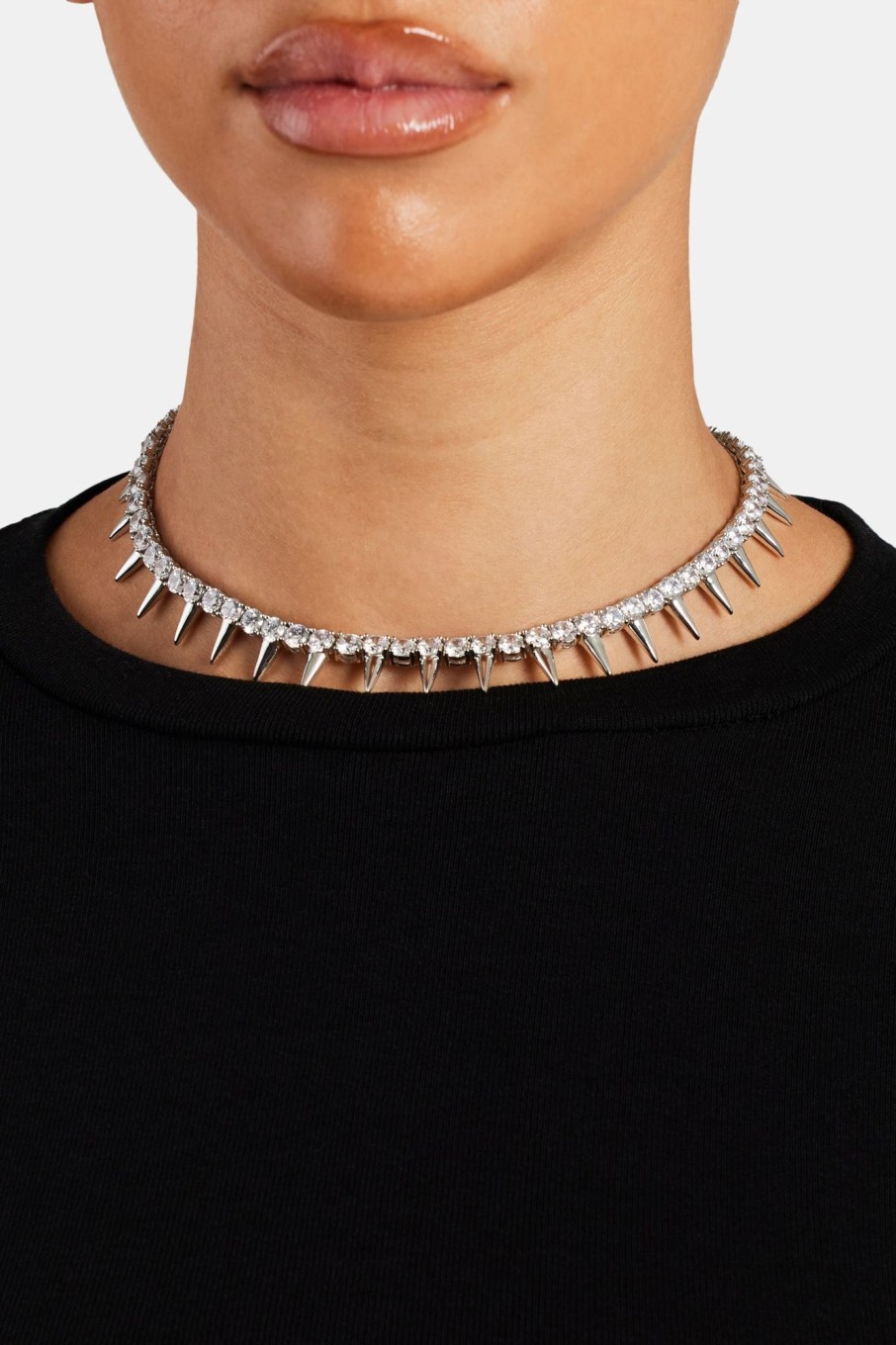 Iced Jewellery | JWL-CHN Iced Jewellery 5Mm Iced Cz Tennis Spike Choker